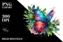 Vibrant Butterfly in Abstract Frame, Watercolor PNG Product Image 3