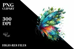 Vibrant Butterfly in Abstract Frame, Watercolor PNG Product Image 3