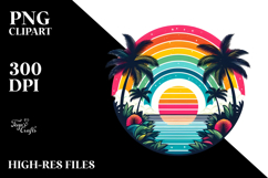 Retro Tropical Rainbow Sunset, 20 oz Tumbler PNG Product Image 2