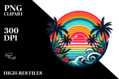 Retro Tropical Rainbow Sunset, 20 oz Tumbler PNG Product Image 2