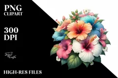 colorful Hibiscus Bouquet | Sublimation | Clipart Product Image 1