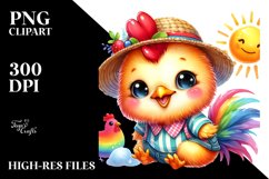 Smiling Baby Rooster with Sun PNG Product Image 2