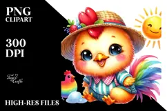 Smiling Baby Rooster with Sun PNG Product Image 2
