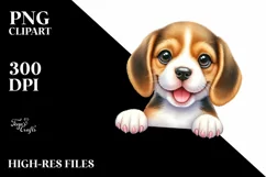 Enthusiastic Funny Baby Beagle Watercolor | Clipart Product Image 1