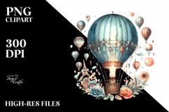 Vintage Hot Air Balloon, High Quality PNG Product Image 3