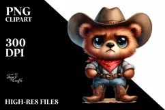 Baby Bear with Hat and Cowboy Boots Clipart Product Image 1
