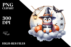 Penguin Dressed for Halloween on Cloud, High-Res PNG Product Image 2