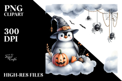 Penguin Dressed for Halloween on Cloud, High-Res PNG Product Image 2