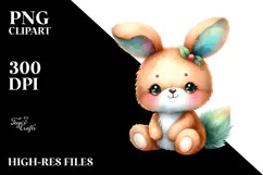 Vibrant Sewn Rabbit Watercolor Clipart Product Image 2