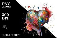 Colorful Pastel Heartmade of with Golden Insertions PNG Product Image 2