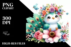Vibrant Peacock Watercolor | Sublimation Clipart Product Image 1