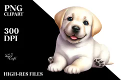 Baby Labrador Retriever with Big Eyes, Watercolor PNG Product Image 2