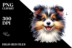 Cute Shetland Sheepdog Pup, Watercolor PNG Product Image 2