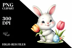 Easter Bunny Egg Flower, Clipart |T-shirt, Mug PNG Product Image 7