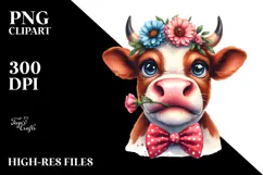 Funny Cow with Bow, Transparent PNG Product Image 2