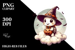 Cute Baby Parrot on Halloween Cloud PNG Product Image 2