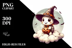 Cute Baby Parrot on Halloween Cloud PNG Product Image 3
