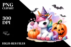 Cute Halloween Baby Unicorn Sticker | Sublimation Clipart Product Image 3
