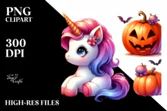 Cute Halloween Baby Unicorn Sticker | Sublimation Clipart Product Image 3