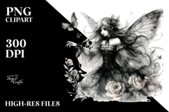 Washed Watercolor Gothic Fairy, Transparent PNG Product Image 2
