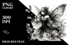 Washed Watercolor Gothic Fairy, Transparent PNG Product Image 2