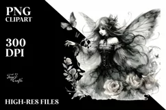 Washed Watercolor Gothic Fairy, Transparent PNG Product Image 1
