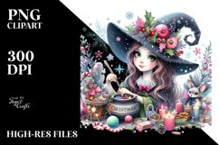 Watercolor Witch Christmas Costume | Sublimation | Clipart Product Image 1
