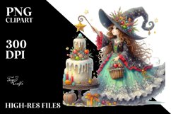 Watercolor Witch Christmas Costume | Sublimation | Clipart Product Image 3