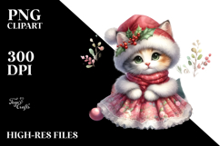 Cute Cat in Christmas Dress, Transparent PNG Product Image 2