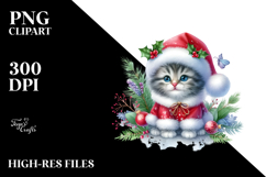 Christmas Cat in Watercolor, Transparent PNG Product Image 2
