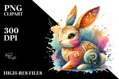 Colorful Bunny Made of Wood PNG Product Image 2