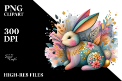 Colorful Bunny Made of Wood PNG Product Image 2