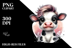 Funny Baby Cow with Cool Hair PNG Product Image 2