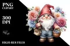 Detailed Gnome Dahlia Bouquet | Clipart Product Image 3