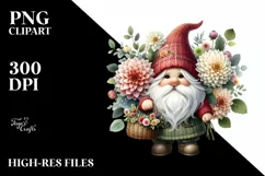Detailed Gnome Dahlia Bouquet | Clipart Product Image 1