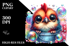 Crazy-Eyed Baby Rooster with Bubble Bucket, Transparent PNG Product Image 2