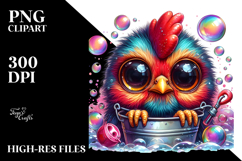 Crazy-Eyed Baby Rooster with Bubble Bucket, Transparent PNG Product Image 2
