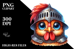 Crazy-Eyed Baby Rooster with Knight&#039;s Helmet, Transparent Product Image 2