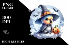 Cute Baby Parrot on Halloween Cloud PNG Product Image 3