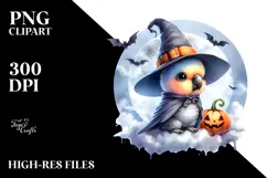 Cute Baby Parrot on Halloween Cloud PNG Product Image 2