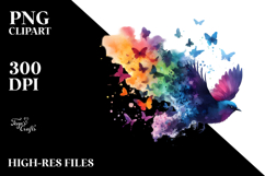 Bird with Butterfly Silhouette PNG Product Image 2
