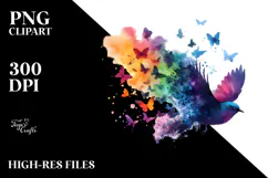 Bird with Butterfly Silhouette PNG Product Image 2
