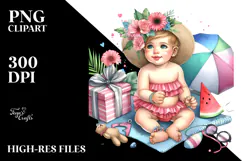 Digital Watercolor Cute Baby Gift PNG Product Image 2