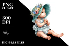 Digital Watercolor Cute Baby Gift PNG Product Image 2