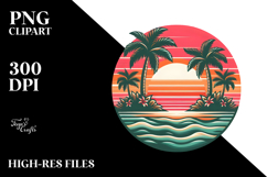 Retro Tropical Island Sunset PNG Product Image 2