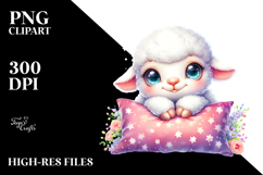 Smiling Baby Lamb Watercolor PNG Product Image 2