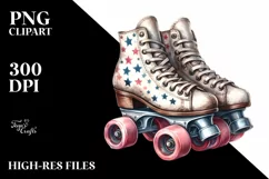 Vintage Roller Skates with Stars | Sublimation Clipart Product Image 3