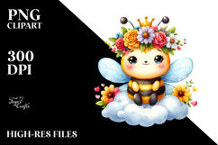 Cartoon-Style Bee on Cloud PNG Product Image 2