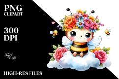 Cartoon-Style Bee on Cloud PNG Product Image 2