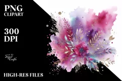 Colorful Magenta Watercolor Background with Metallic Product Image 1